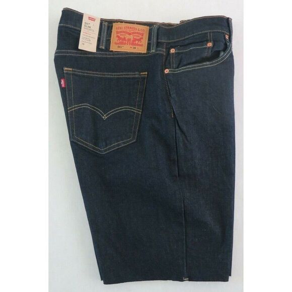 Levi's 511 Men’s Sz 38 Dark Blue Denim Slim Stretch Cut Off Style Shorts - Picture 6 of 6